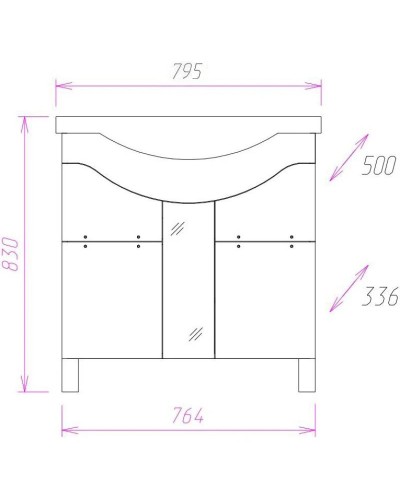 Комплект мебели белый глянец 79,5 см Onika Флорена 108021 + UM-ERI80/1 + 207802