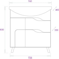 Комплект мебели белый глянец 76 см Onika Веронэлла 107514 + 4620008197470 + 207521