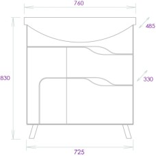 Комплект мебели белый глянец 76 см Onika Веронэлла 107514 + 4620008197470 + 207521