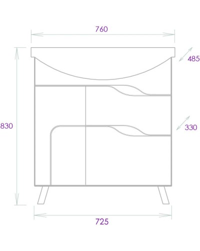 Комплект мебели белый глянец 76 см Onika Веронэлла 107514 + 4620008197470 + 207521