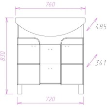 Комплект мебели белый глянец/ясень шимо 76 см Onika Стиль 107512 + 4620008197470 + 207519