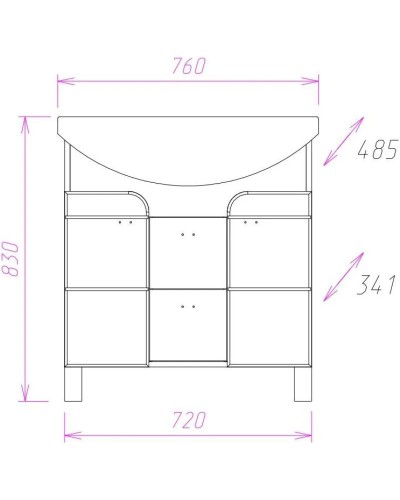 Комплект мебели белый глянец/ясень шимо 76 см Onika Стиль 107512 + 4620008197470 + 207519
