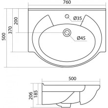Комплект мебели белый глянец 76 см с бельевой корзиной Onika Моника 107502 + 1WH110259 + 207507
