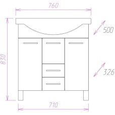Комплект мебели белый глянец 76 см Onika Моника 107501 + 1WH110259 + 207507