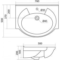 Комплект мебели белый глянец 76 см Onika Моника 107501 + 1WH110259 + 207507