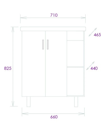 Комплект мебели дуб сонома/серый матовый 71 см Onika Тимбер 107057 + 4620008197746 + 207045