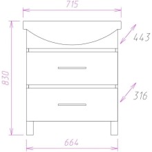 Комплект мебели ясень шимо светлый 71,5 см Onika Дельта 107032 + 1WH207776 + 207020
