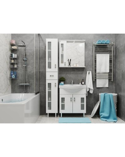 Комплект мебели белый глянец 70 см Onika Кристалл 107024 + UM-ERI70/1 + 206705