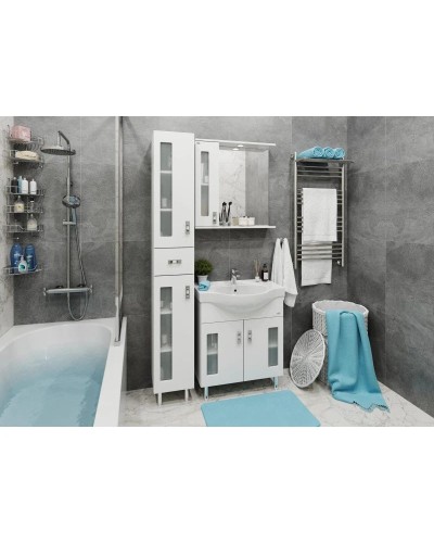 Комплект мебели белый глянец 70 см Onika Кристалл 107024 + UM-ERI70/1 + 206705