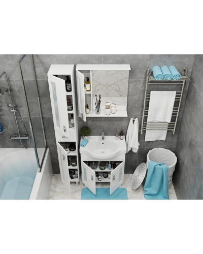 Комплект мебели белый глянец 70 см Onika Кристалл 107024 + UM-ERI70/1 + 206705