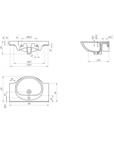 Комплект мебели белый глянец 70 см Onika Кристалл 107024 + UM-ERI70/1 + 206705