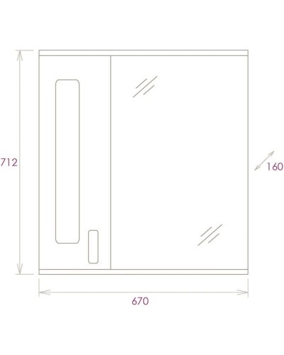 Комплект мебели белый глянец 70 см Onika Кристалл 107024 + UM-ERI70/1 + 206705