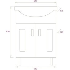 Комплект мебели белый глянец 66 см Onika Кристалл 106545 + 1WH109651 + 206705