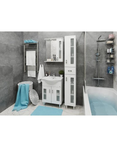 Комплект мебели белый глянец 66 см Onika Кристалл 106545 + 1WH109651 + 206706