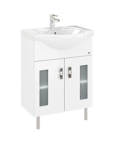 Комплект мебели белый глянец 66 см Onika Кристалл 106545 + 1WH109651 + 206706