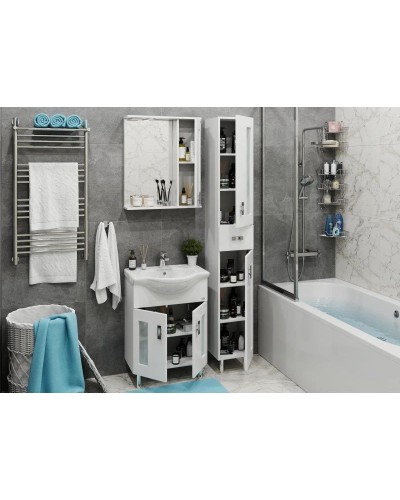 Комплект мебели белый глянец 66 см Onika Кристалл 106545 + 1WH109651 + 206706