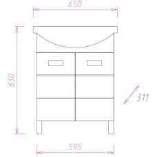 Комплект мебели белый глянец 65 см Onika Балтика 106529 + 1WH207775 + 206704