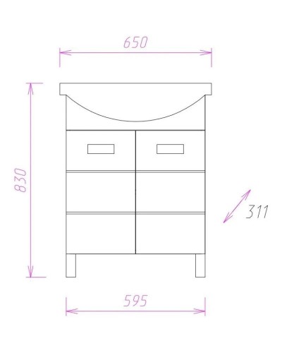 Комплект мебели белый глянец 65 см Onika Балтика 106529 + 1WH207775 + 206704