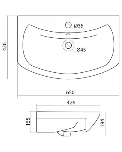 Комплект мебели белый глянец 65 см Onika Балтика 106529 + 1WH207775 + 206701