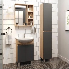 Комплект мебели дуб сонома/серый матовый 61,5 см Onika Милтон 106147 + 4620008192772 + 206070