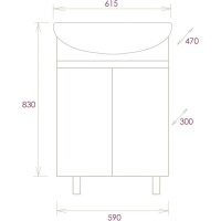 Комплект мебели дуб сонома/серый матовый 61,5 см Onika Милтон 106147 + 4620008192772 + 206070