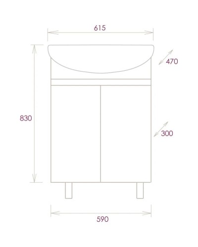 Комплект мебели дуб сонома/серый матовый 61,5 см Onika Милтон 106147 + 4620008192772 + 206070