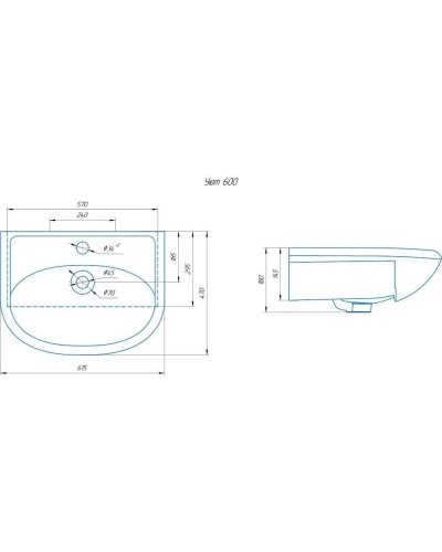 Комплект мебели дуб сонома/серый матовый 61,5 см Onika Милтон 106147 + 4620008192772 + 206070