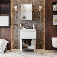 Комплект мебели белый глянец 60 см Onika Стрим 106144 + UM-COM60/1 + 206064