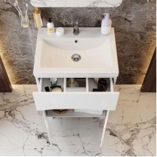 Комплект мебели белый глянец 60 см Onika Стрим 106144 + UM-COM60/1 + 206064