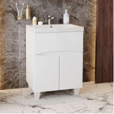 Комплект мебели белый глянец 60 см Onika Стрим 106144 + UM-COM60/1 + 206064