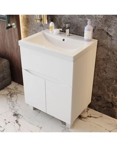 Комплект мебели белый глянец 60 см Onika Стрим 106144 + UM-COM60/1 + 206064