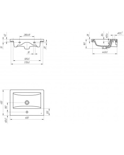 Комплект мебели дуб сонома/серый матовый 60 см Onika Легран 106141 + UM-COM60/1 + 206070