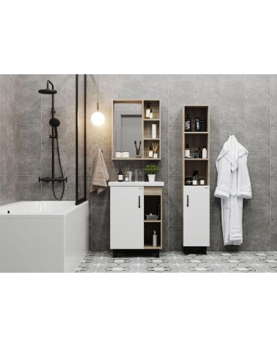 Комплект мебели дуб сонома/белый матовый 60 см Onika Легран 106140 + UM-COM60/1 + 206070