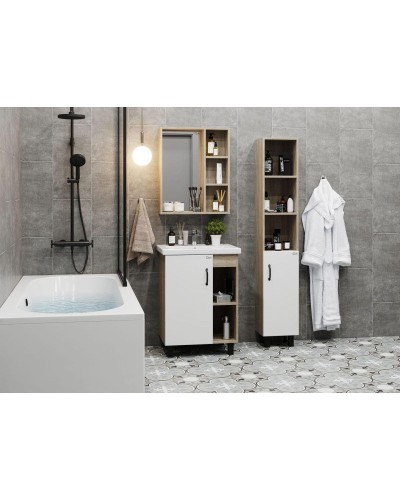 Комплект мебели дуб сонома/белый матовый 60 см Onika Легран 106140 + UM-COM60/1 + 206070