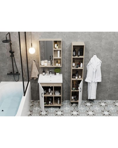 Комплект мебели дуб сонома/белый матовый 60 см Onika Легран 106140 + UM-COM60/1 + 206070