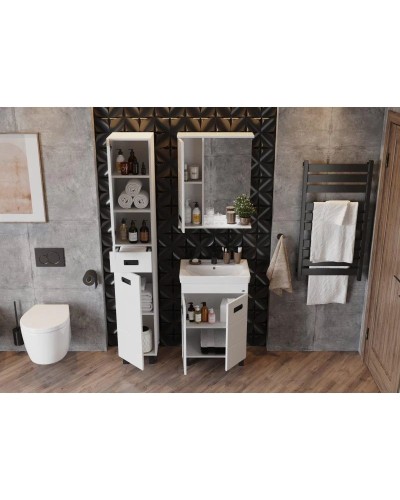 Комплект мебели белый глянец 60 см Onika Балтика 106139 + 1WH302082 + 205848