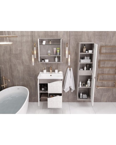 Комплект мебели светлый камень/бетон крем 60 см Onika Брендон 106138 + 1WH302421 + 206084