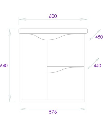 Комплект мебели светлый камень/бетон крем 60 см Onika Брендон 106138 + 1WH302421 + 206084