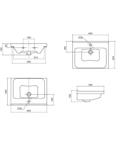 Комплект мебели светлый камень/бетон крем 60 см Onika Брендон 106138 + 1WH302421 + 206084