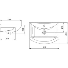 Комплект мебели белый глянец 61,5 см Onika Лига 106134 + 1.3120.3.S00.11B.0 + 206030