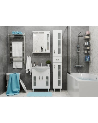 Комплект мебели белый глянец 60,5 см Onika Кристалл 106123 + 1WH109652 + 205818