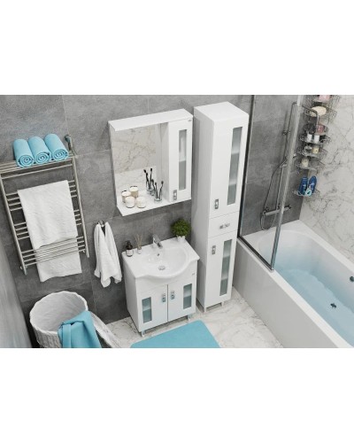 Комплект мебели белый глянец 60,5 см Onika Кристалл 106123 + 1WH109652 + 205818