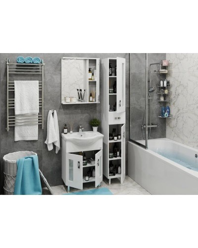 Комплект мебели белый глянец 60,5 см Onika Кристалл 106123 + 1WH109652 + 205818