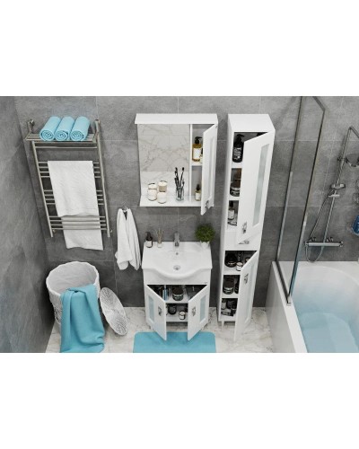 Комплект мебели белый глянец 60,5 см Onika Кристалл 106123 + 1WH109652 + 205818