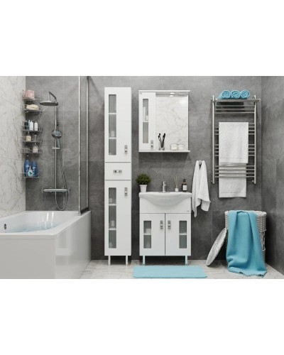 Комплект мебели белый глянец 60,5 см Onika Кристалл 106123 + 1WH109652 + 205817