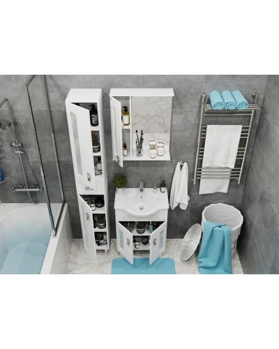 Комплект мебели белый глянец 60,5 см Onika Кристалл 106123 + 1WH109652 + 205817