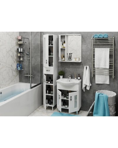 Комплект мебели белый глянец 60,5 см Onika Кристалл 106123 + 1WH109652 + 205817