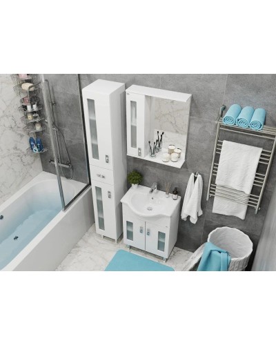 Комплект мебели белый глянец 60,5 см Onika Кристалл 106123 + 1WH109652 + 205817