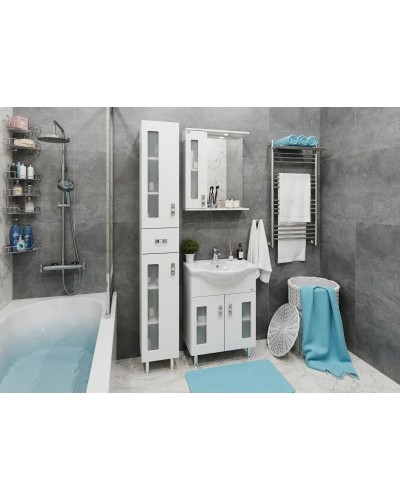 Комплект мебели белый глянец 60,5 см Onika Кристалл 106123 + 1WH109652 + 205817