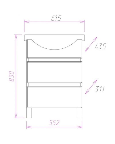 Комплект мебели белый глянец 61,5 см Onika Элита 106120 + 1.3120.3.S00.11B.0 + 206020